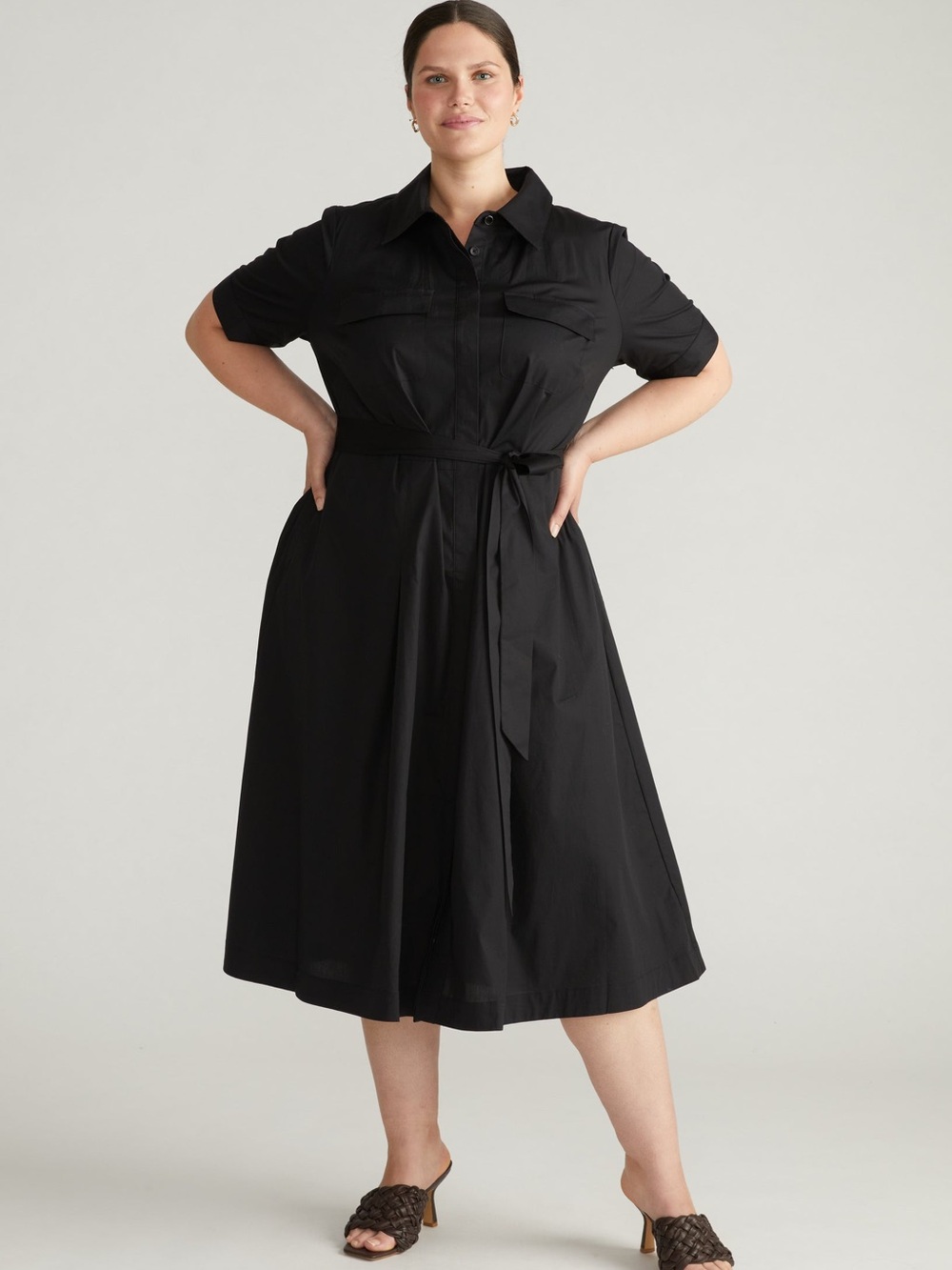 Universal Standard City Poplin Shirtdress In Black